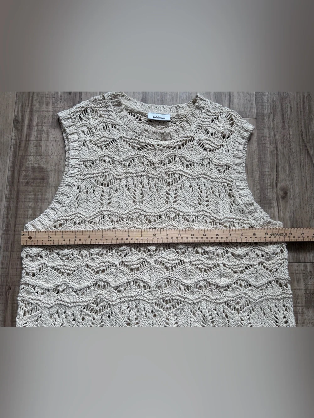 Cotton Cream Crochet Sleeveless Sweater Vest tank summer boho natural earthy - Picture 5 of 12